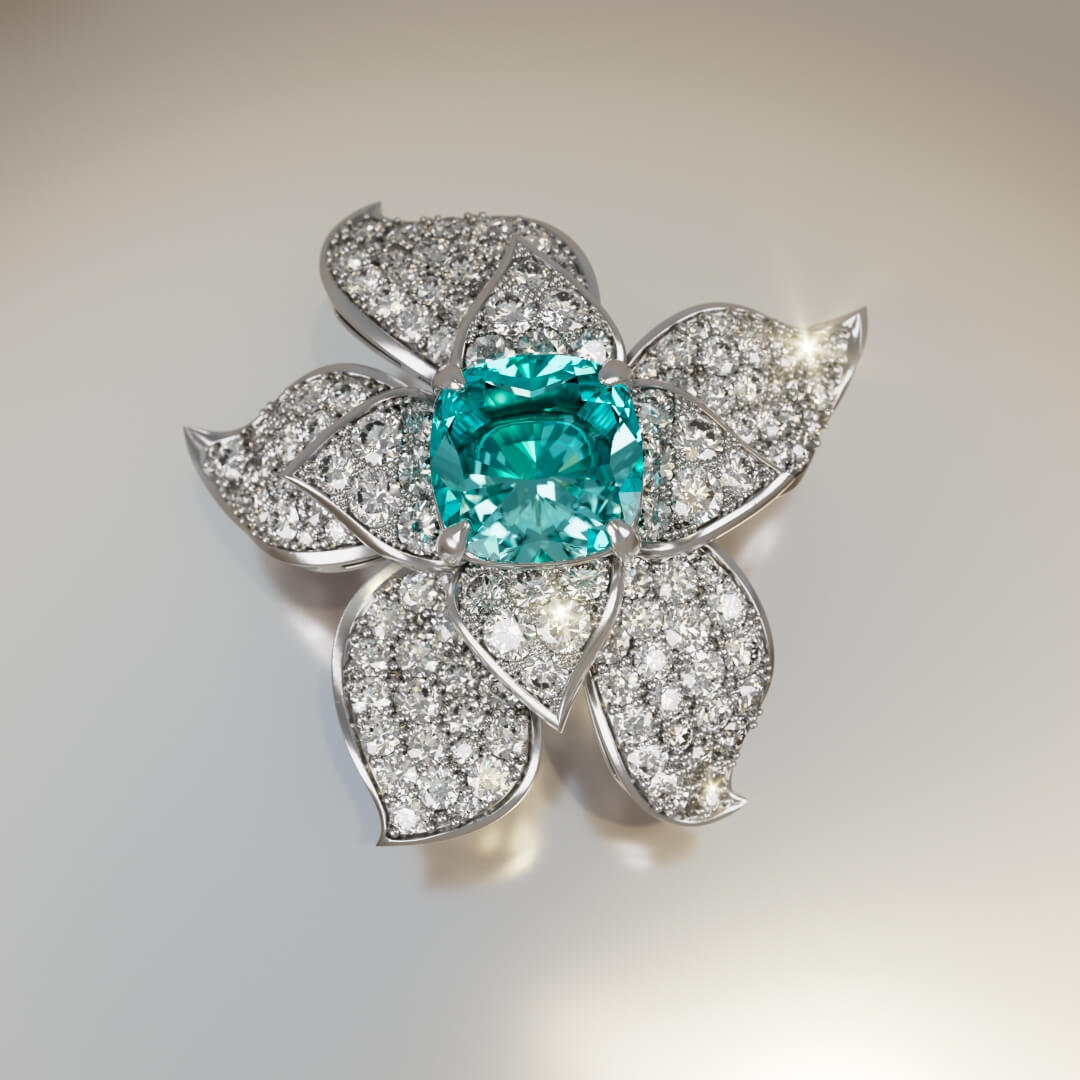 Paraiba Turmalin Ring mit Brillanten