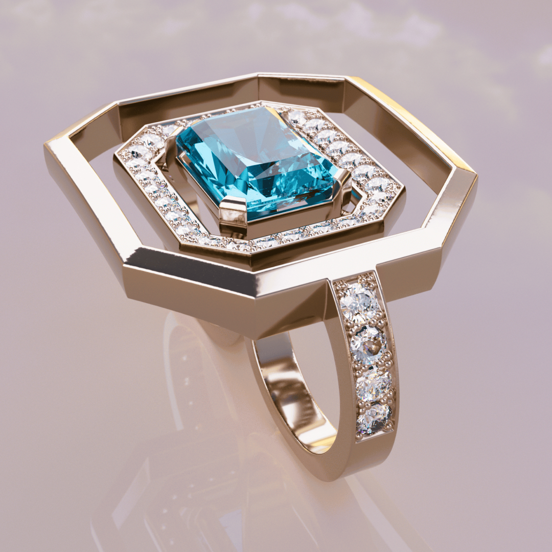 Brillant Ring mit blauem Zirkon