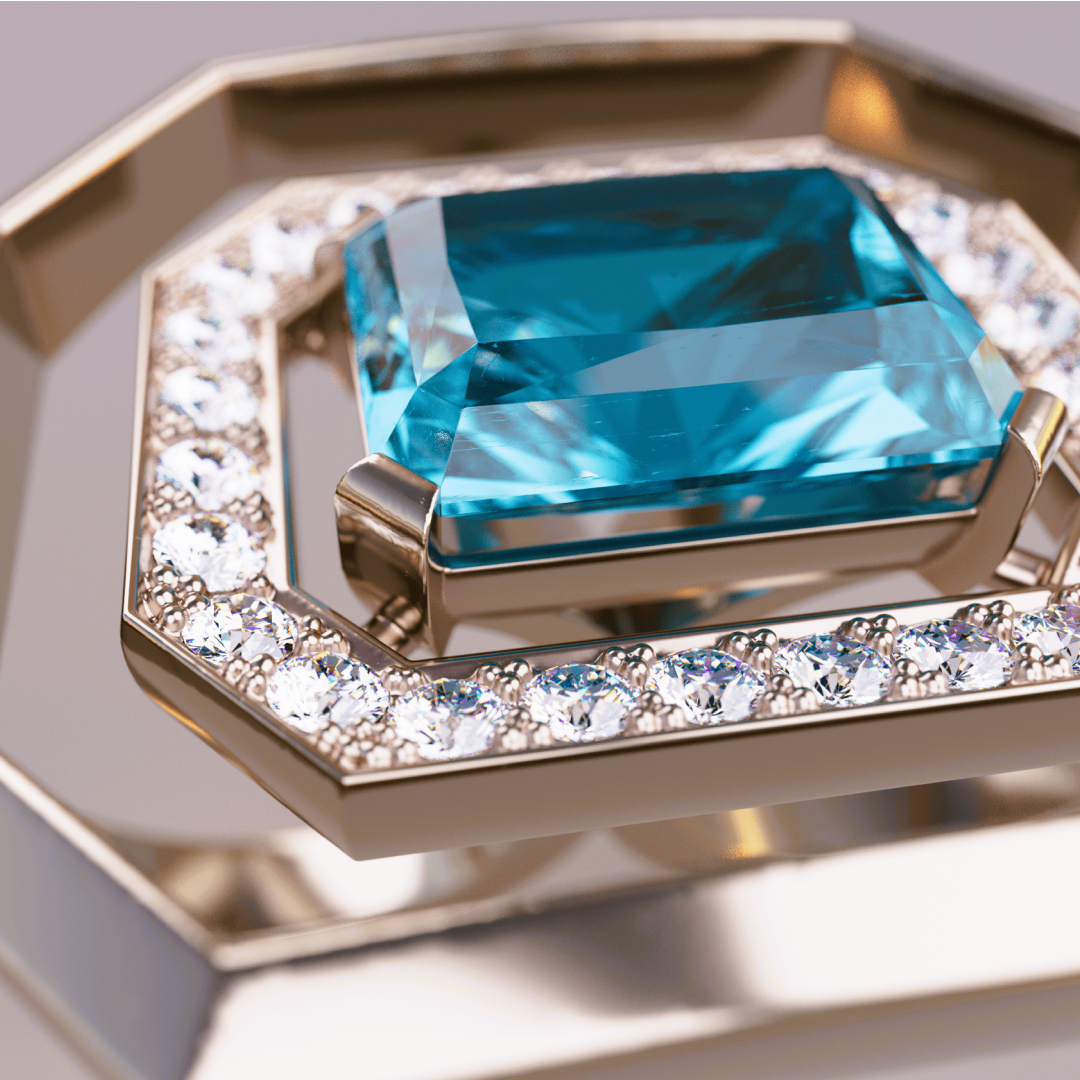 Brillant Ring mit blauem Zirkon